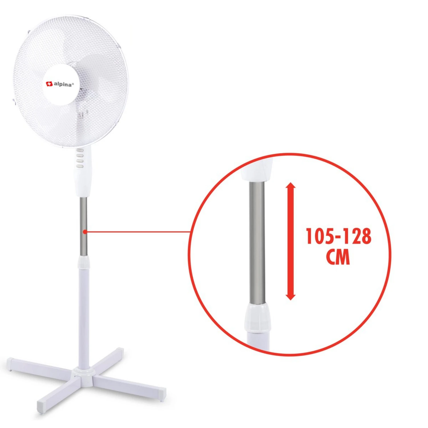 Alpina Ventilator Staand 40 Cm Wit 5 Alpina Ventilator Staand 40 Cm Wit - Afbeelding 3