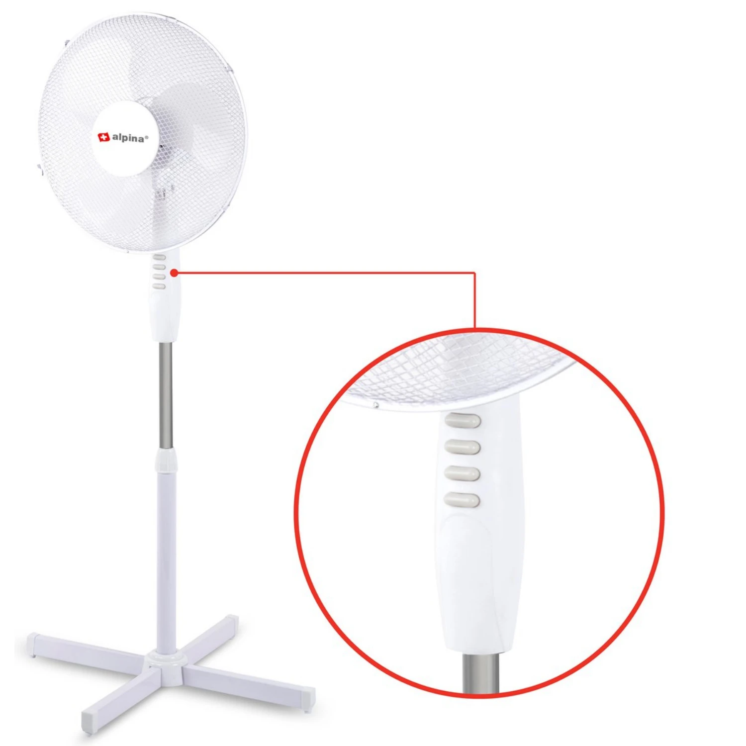 Alpina Ventilator Staand 40 Cm Wit 7 Alpina Ventilator Staand 40 Cm Wit - Afbeelding 5