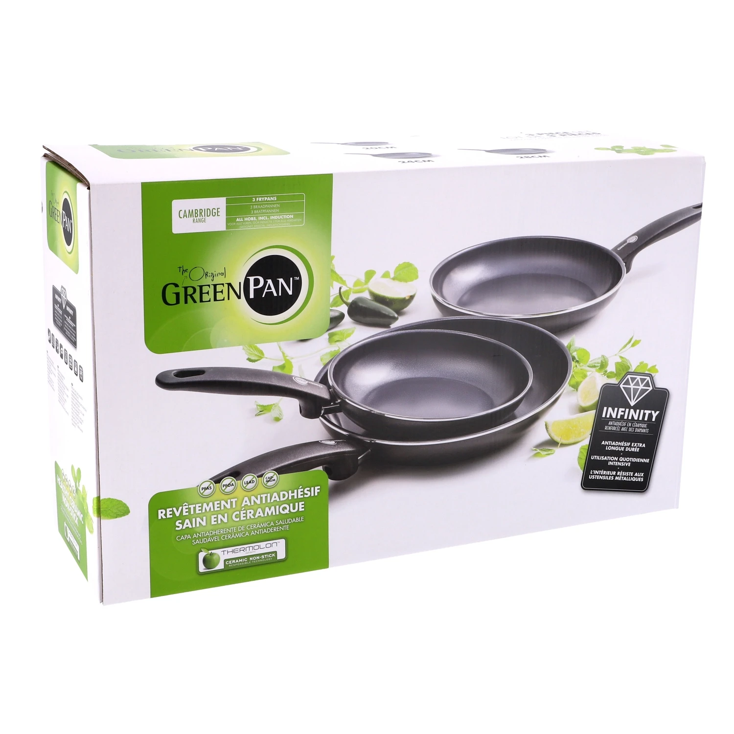 Greenpan Cambridge Black Koekenpan Set 3 Stuks20 Cm, 24 Cm En 28 Cm 3 Greenpan Cambridge Black Koekenpan Set 3 Stuks20 Cm, 24 Cm En 28 Cm